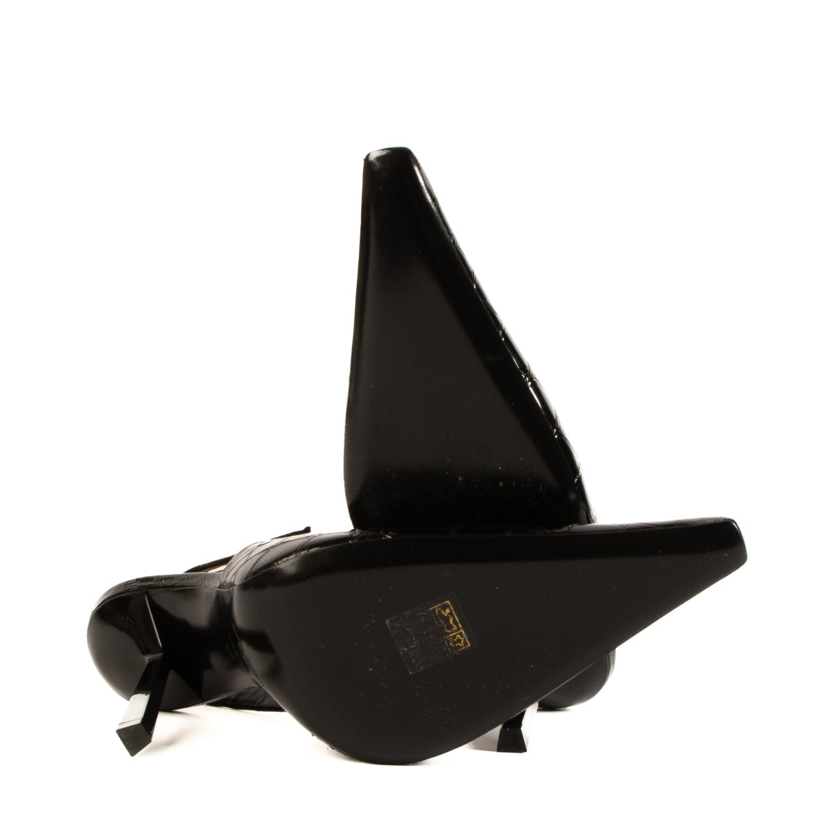Saint Laurent Black Crocodile-Embossed Lee Slingback Pumps - size 42