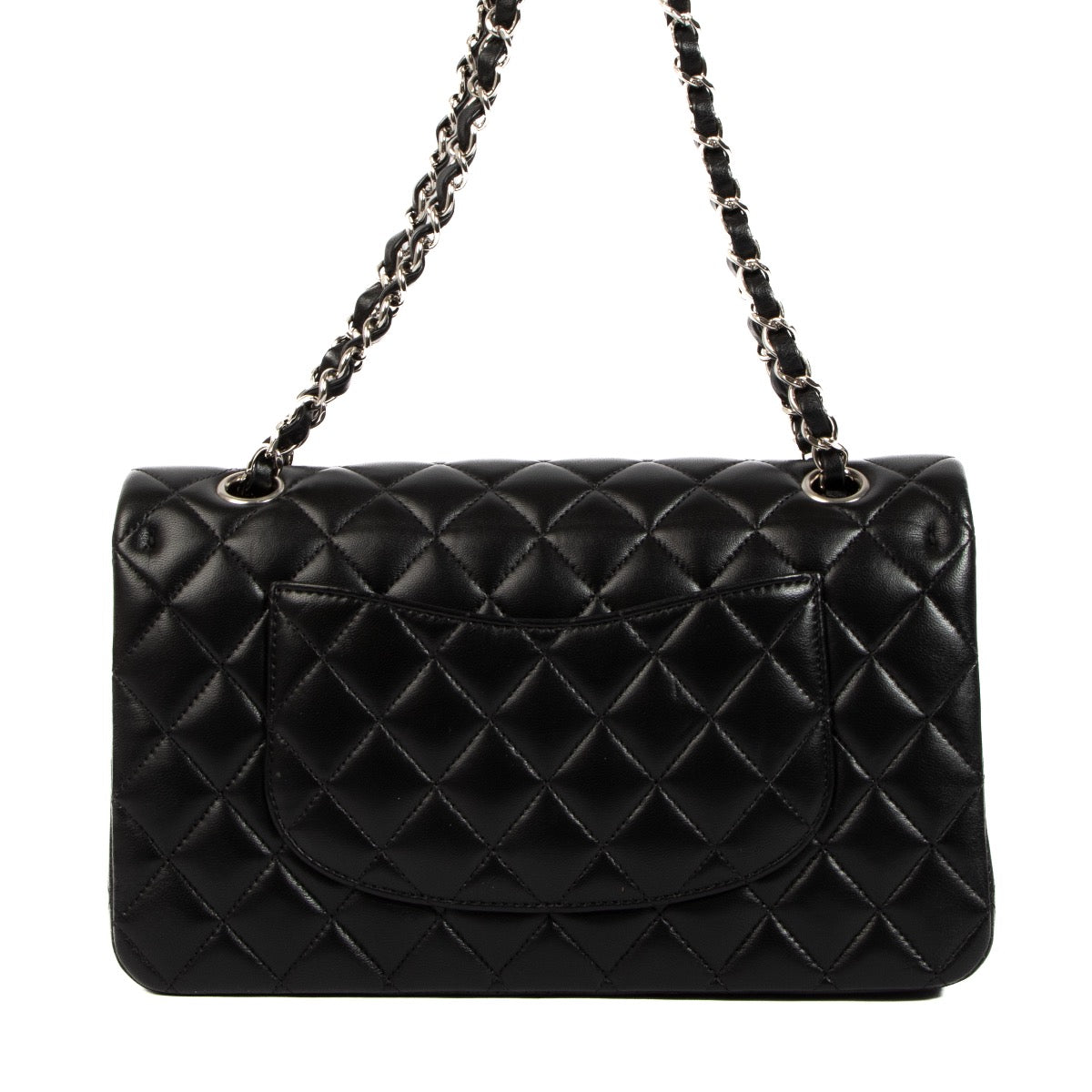 Buy a 100% authentic second hand Chanel Black Lambskin Medium Classic Flap Bag in very good condition at Labellov.com