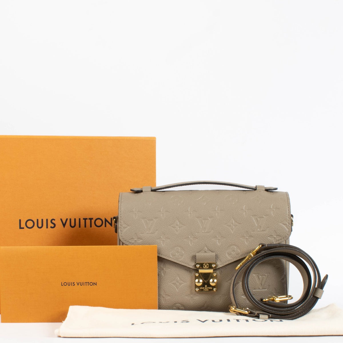 shop 100% authentic second hand Louis Vuitton Tourterelle Monogram Empreinte Pochette Metis Bag on Labellov.com