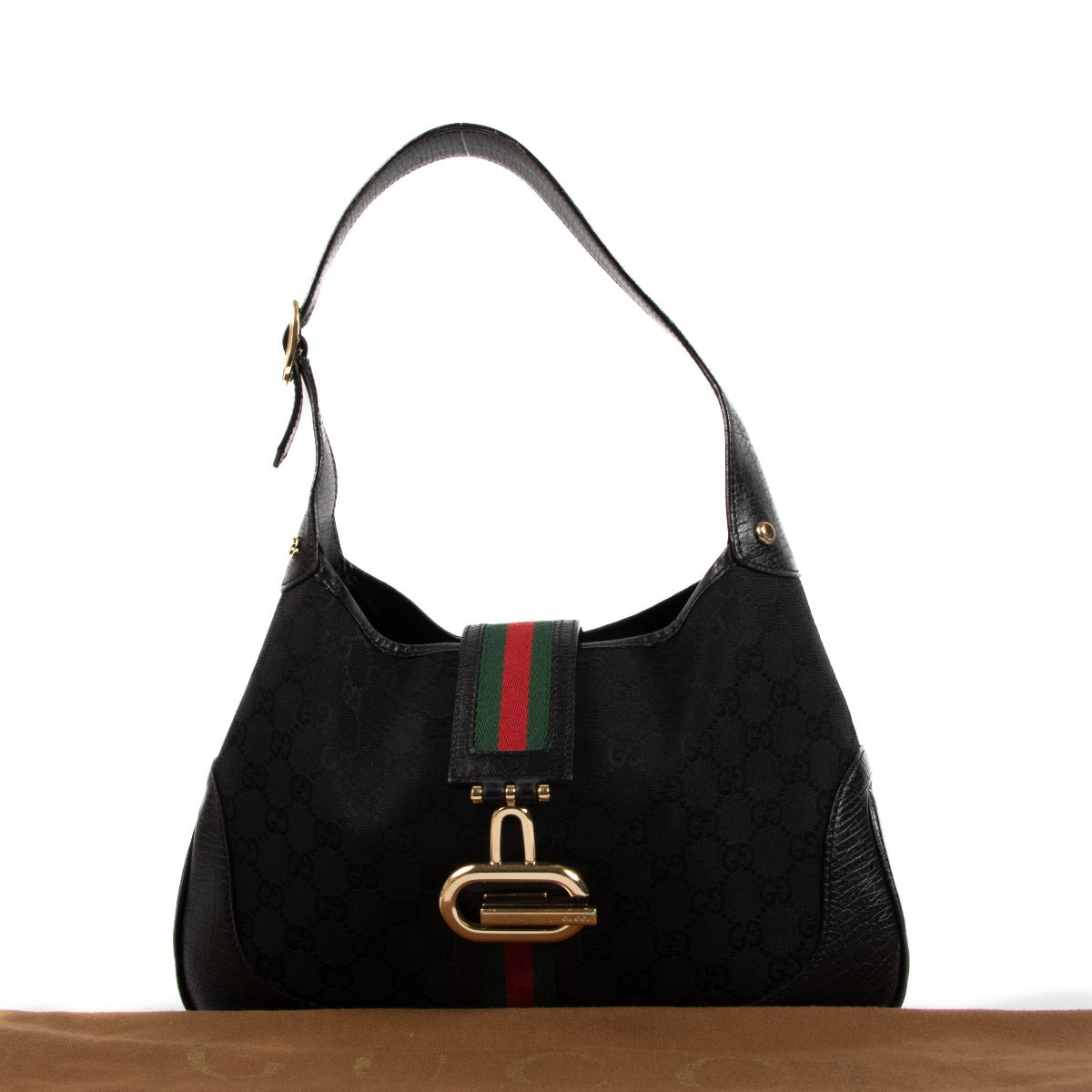 Gucci Black GG Canvas Web Vintage Jackie Bag