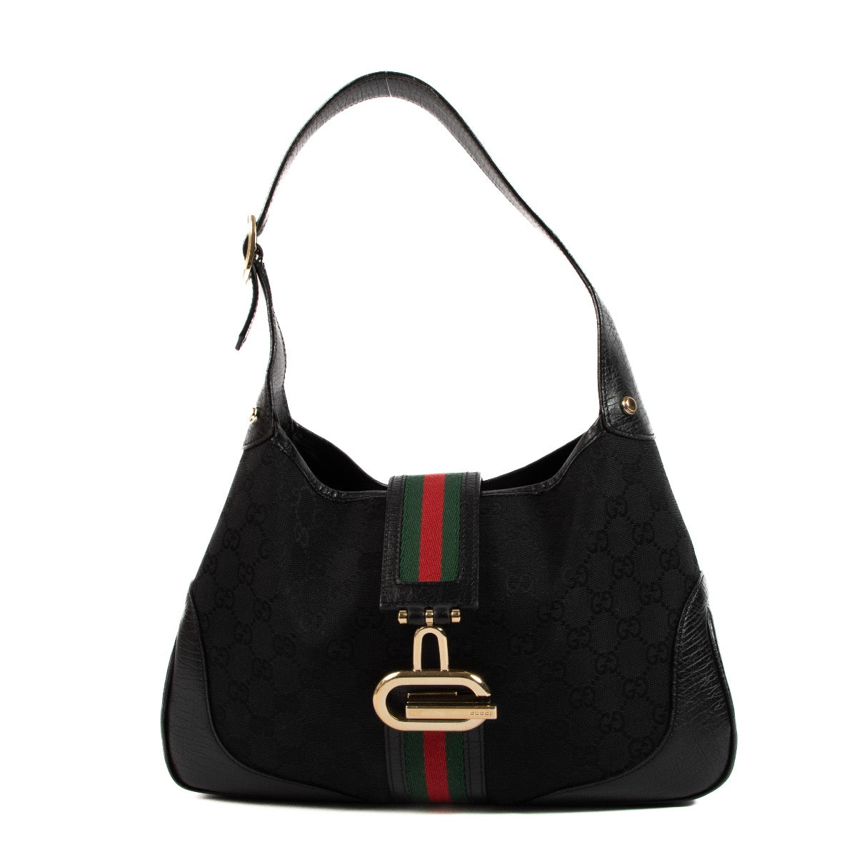 Gucci Black GG Canvas Web Vintage Jackie Bag