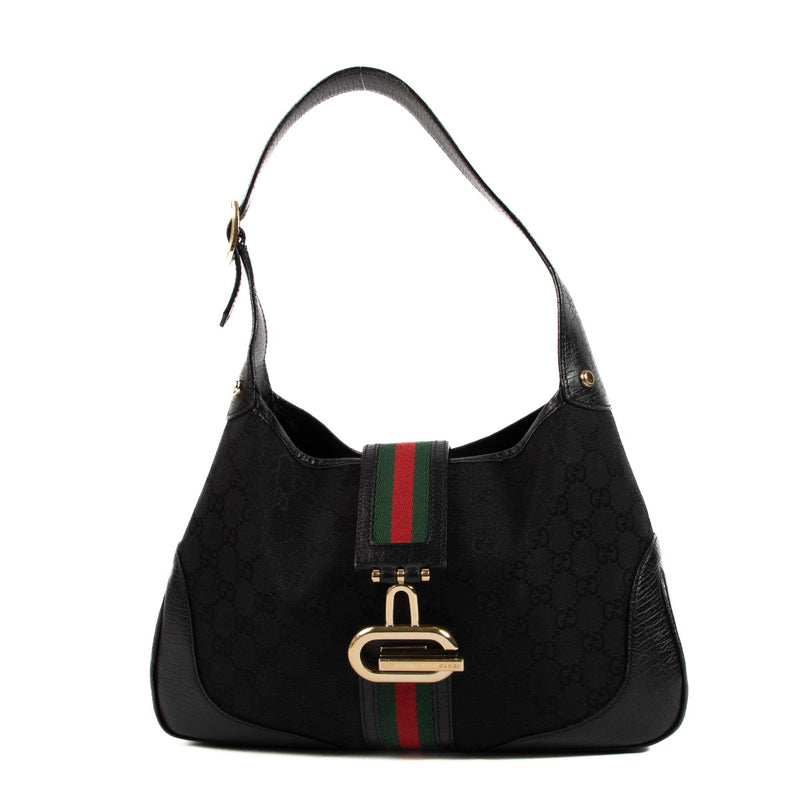 Gucci Black GG Canvas Web Vintage Jackie Bag
