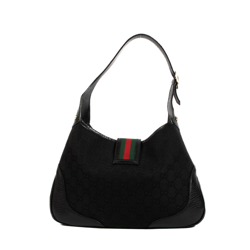 Gucci Black GG Canvas Web Vintage Jackie Bag