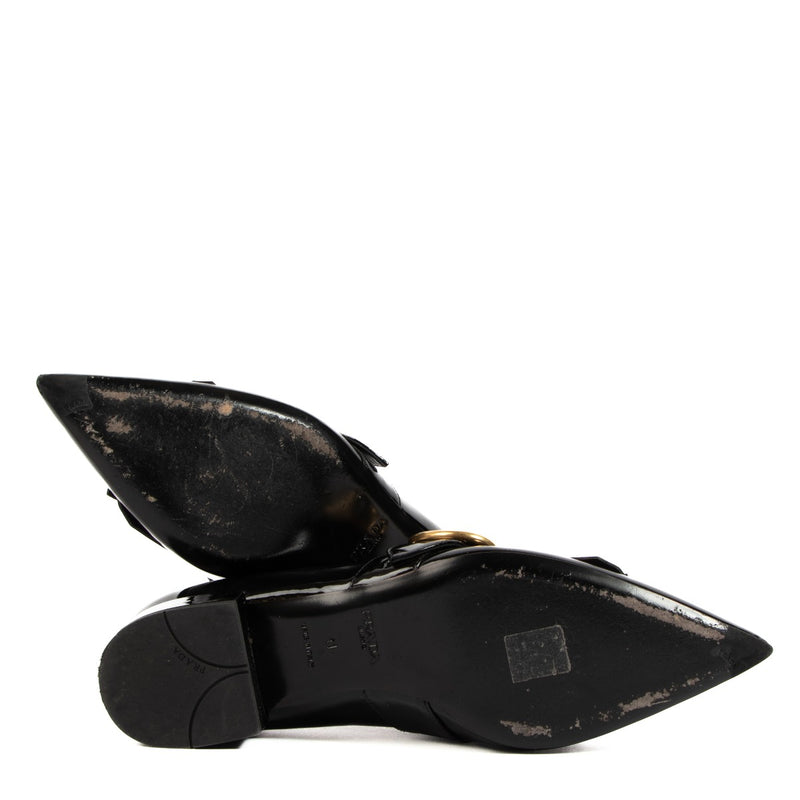 Prada Zwarte Lakleren Franje Ballerina's - Maat 41