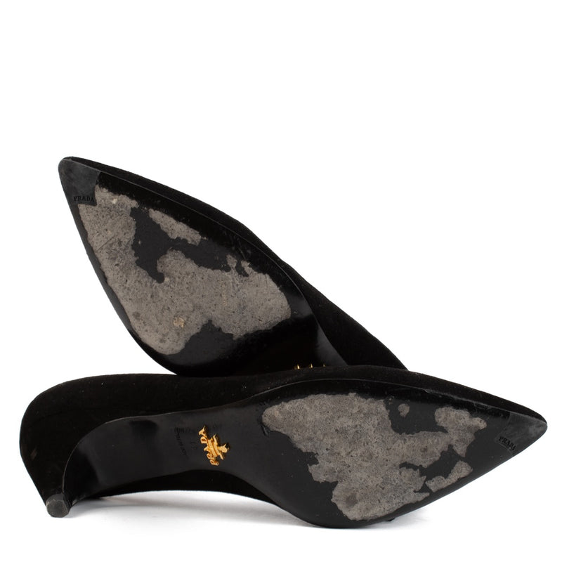 shop 100% authentic second hand Prada Black Suède Heels - Size 41 on Labellov.com