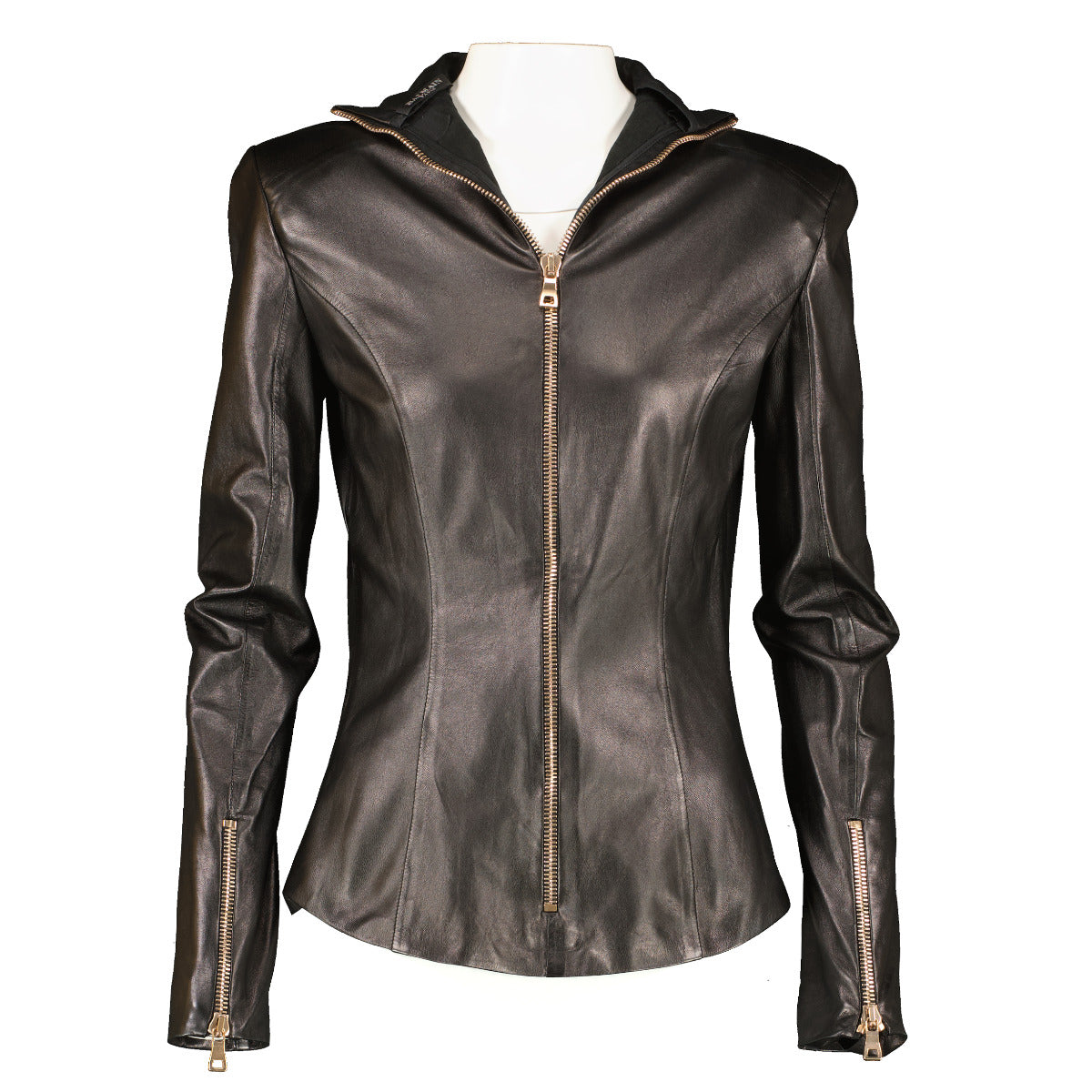 Balmain Black Lambskin Leather Longsleeve Top