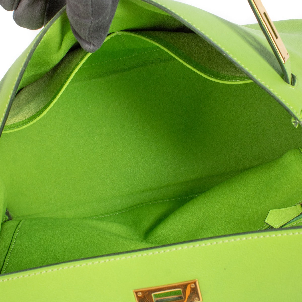 Hermès Kelly 32 Vert Cru Gulliver GHW