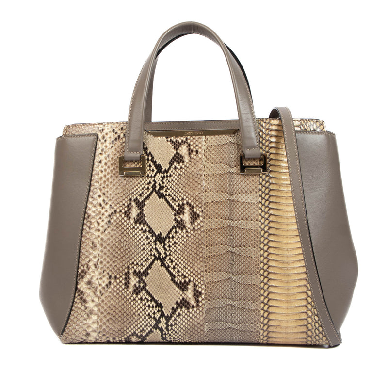 Jimmy Choo Taupe Alfie Snakeskin Shoulder Bag