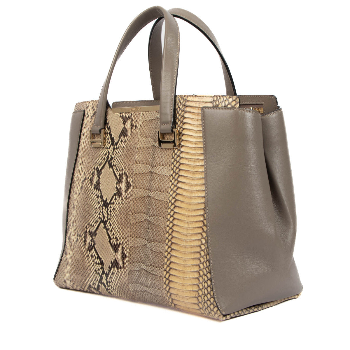 Jimmy Choo Taupe Alfie Snakeskin Shoulder Bag