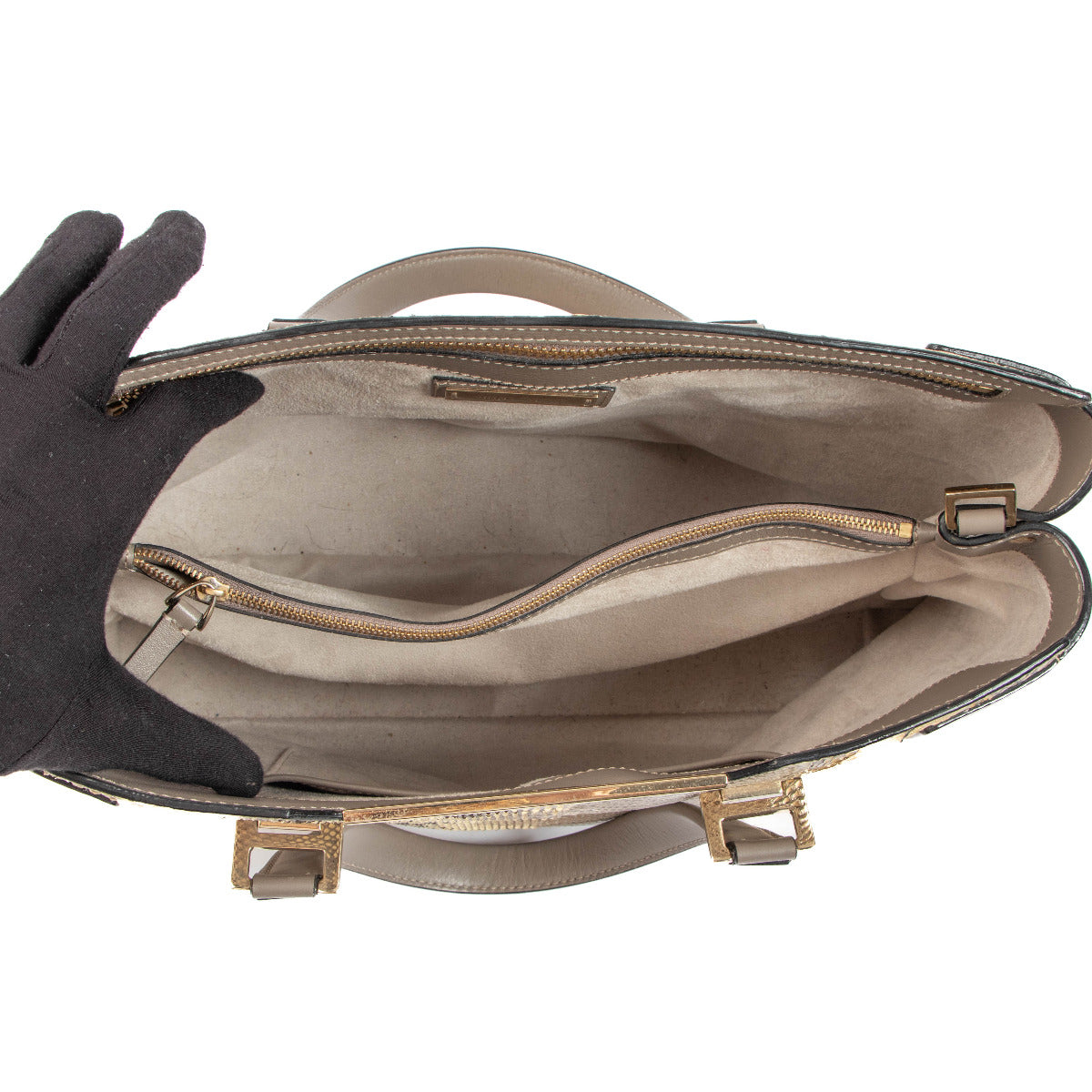 Jimmy Choo Taupe Alfie Snakeskin Shoulder Bag