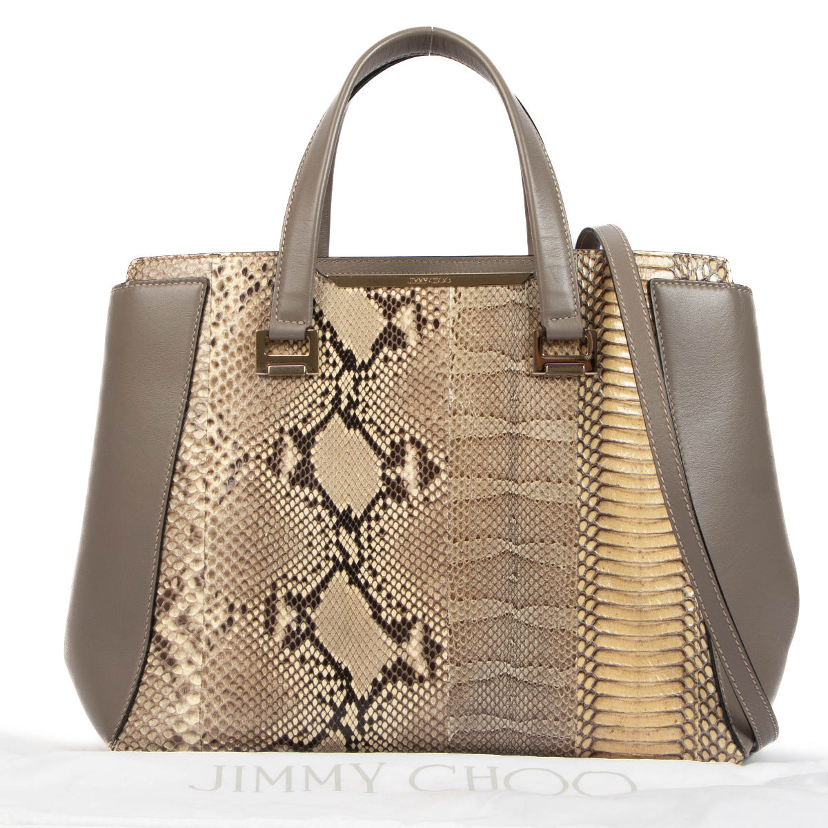Jimmy Choo Taupe Alfie Snakeskin Shoulder Bag