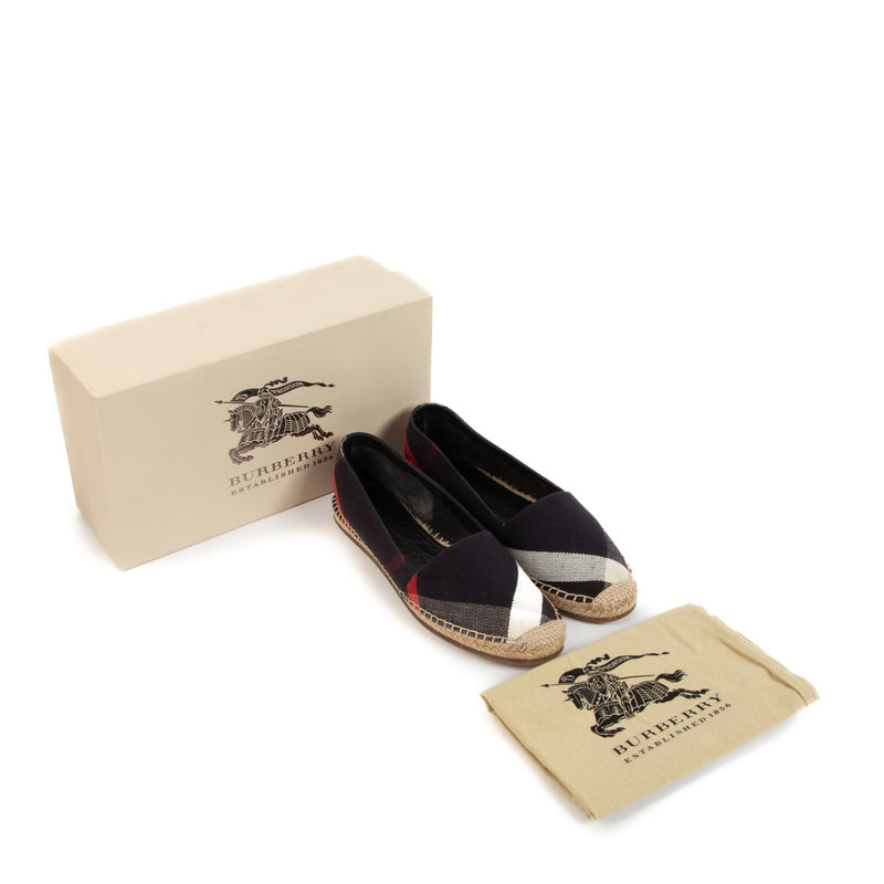 Buy authentic Burberry Navy Check Cotton Espadrilles on LabelLov.com