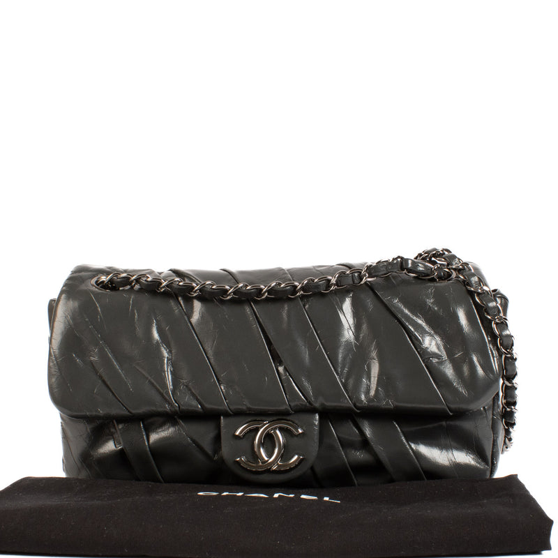 Chanel Grey Glazed Calfskin Twisted Flap Bag