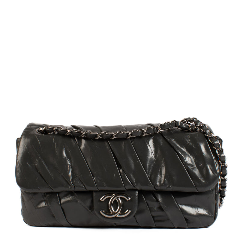 Chanel Grey Glazed Calfskin Twisted Flap Bag