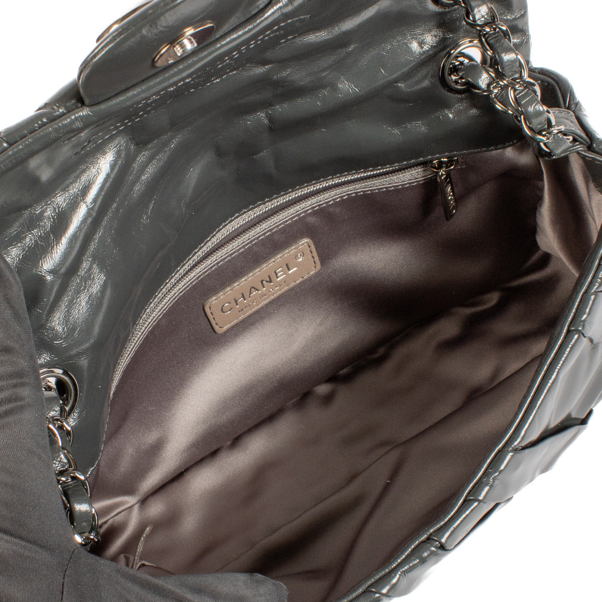 Chanel Grijze Kalfsleren Twisted Flap Bag
