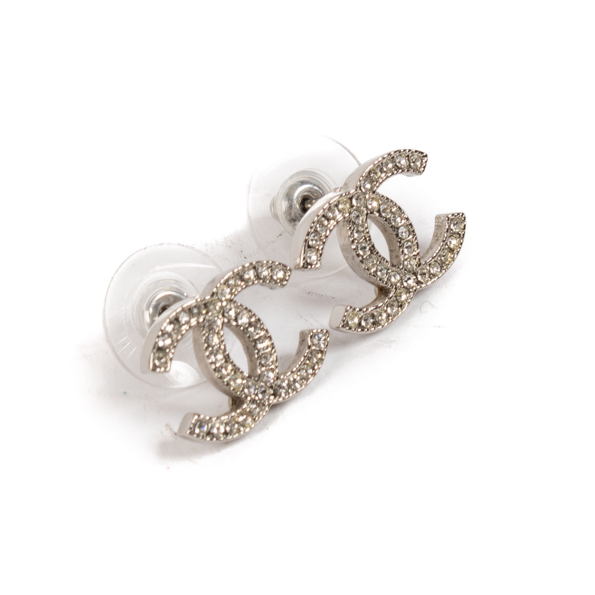Shop 100% authentic secondhand Chanel Silver Crystal CC Earrings on Labellov.com