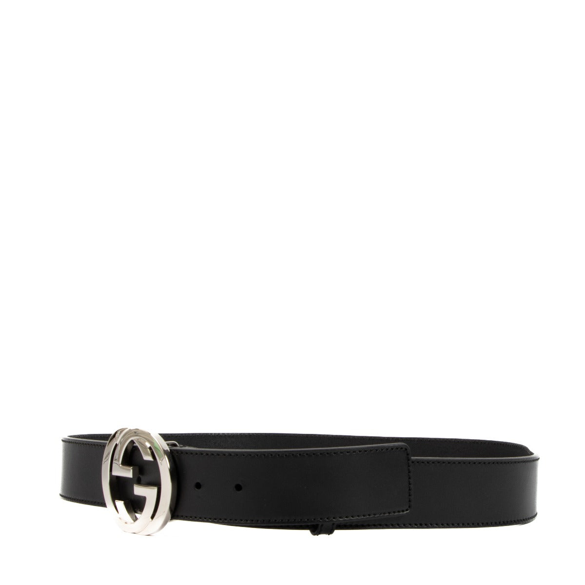 Gucci Interlocking G Black Leather Belt - Size 95