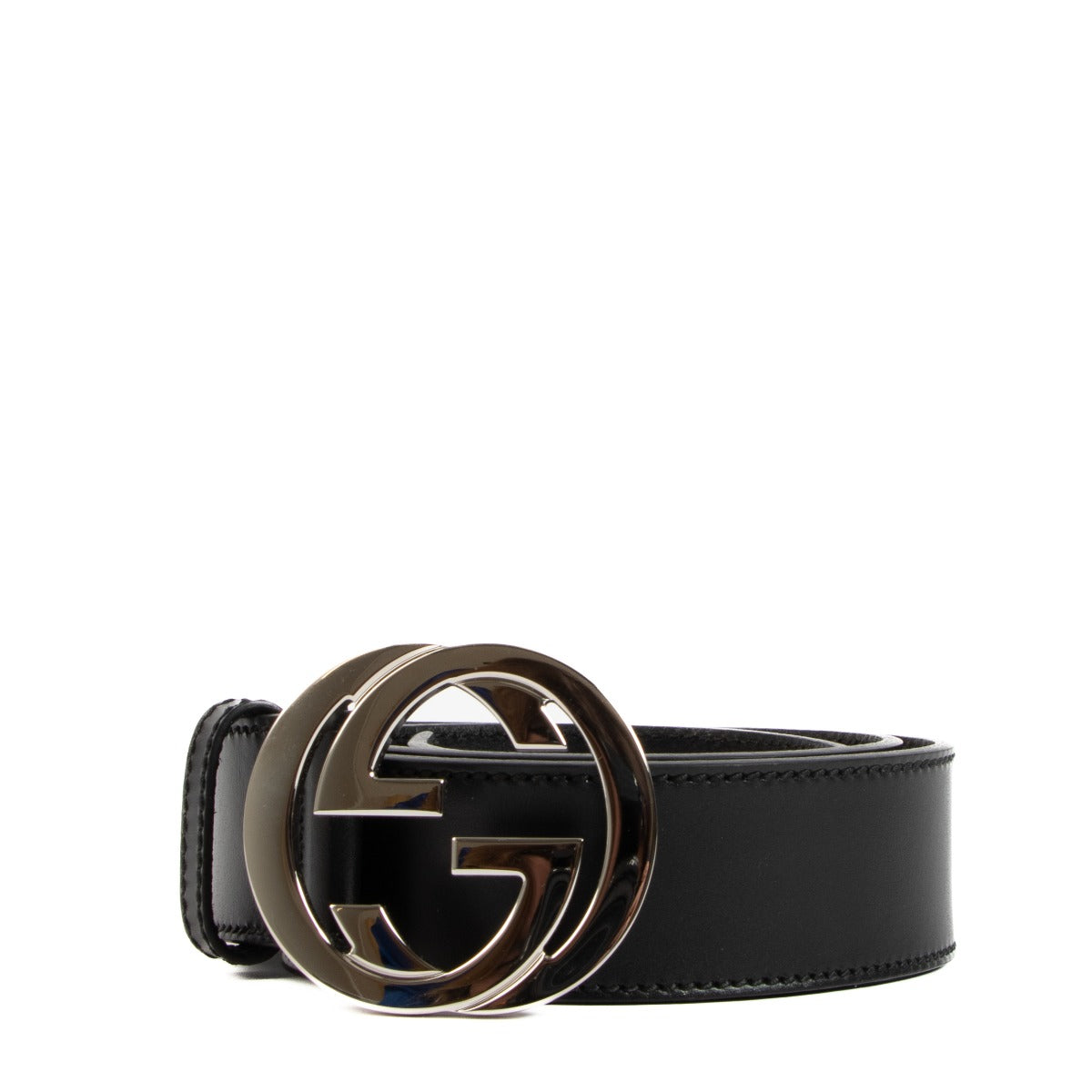 Gucci Interlocking G Black Leather Belt