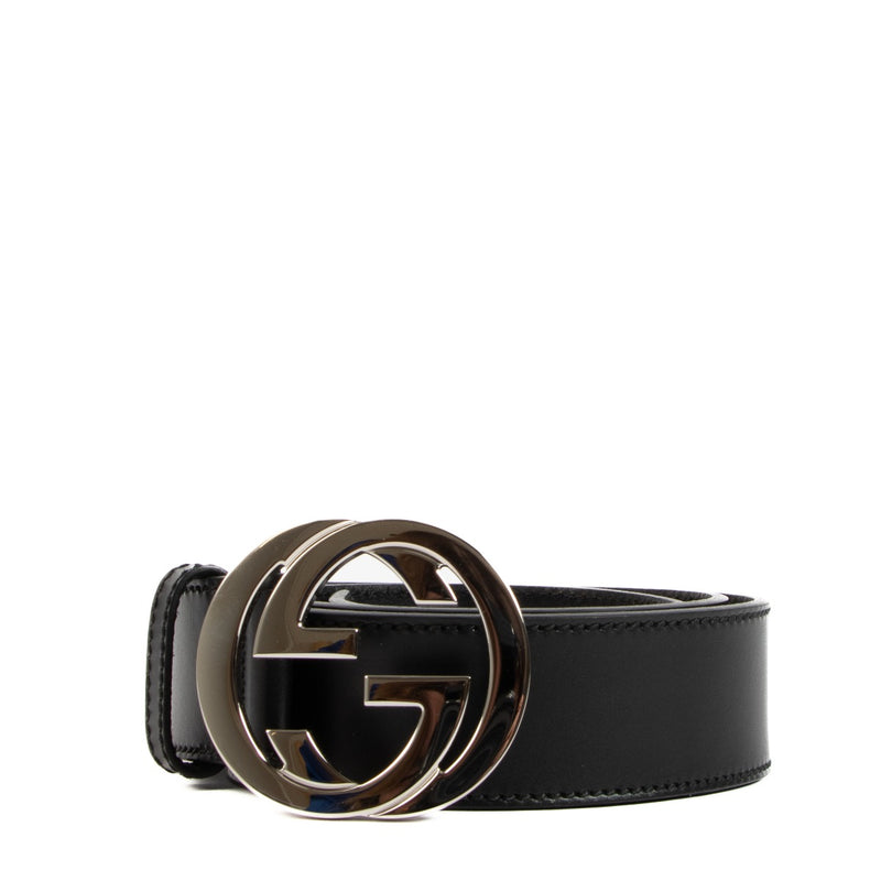 Gucci Interlocking G Black Leather Belt