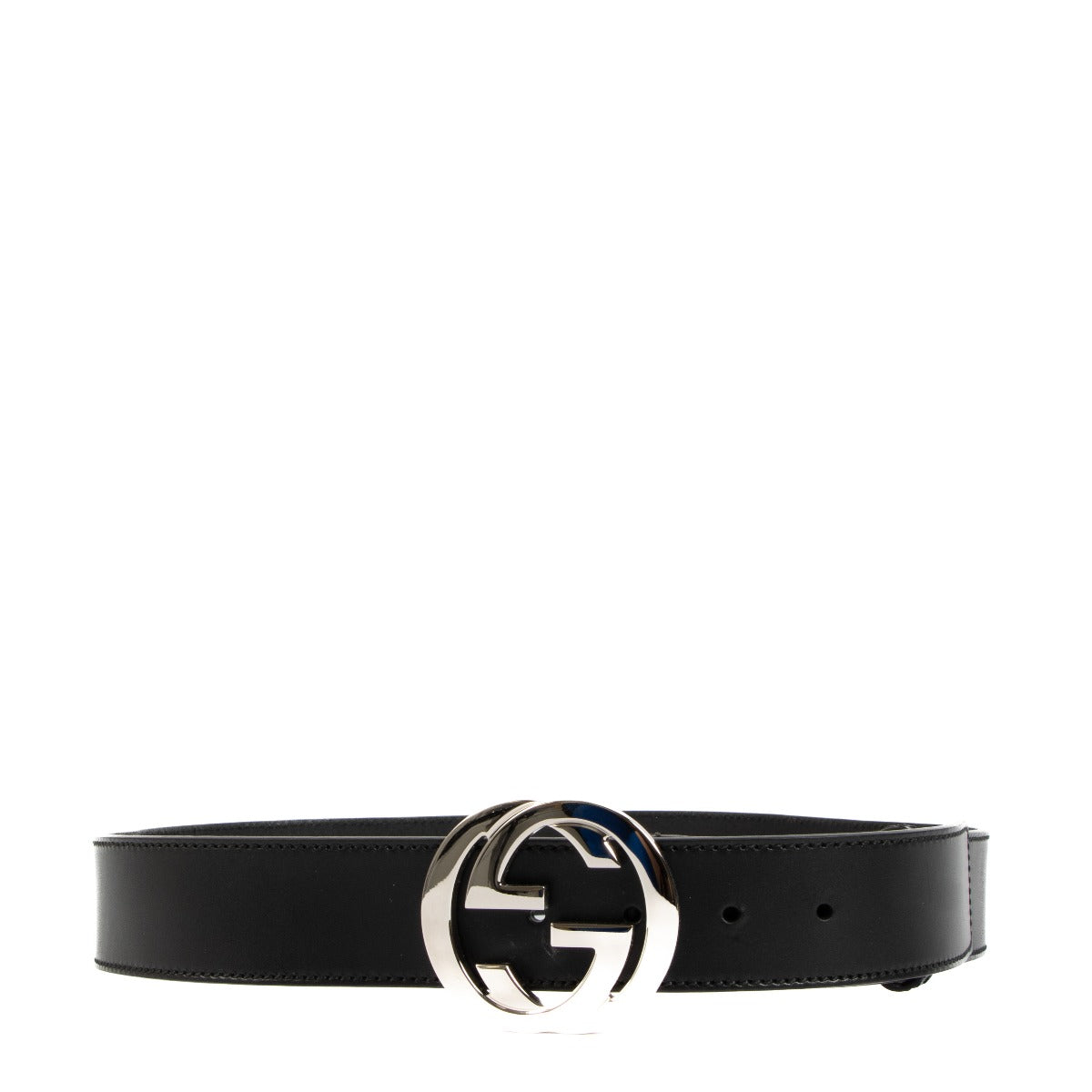 Gucci Interlocking G Black Leather Belt