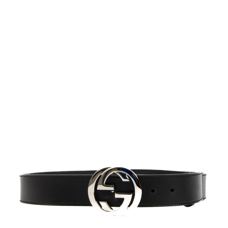 Gucci Interlocking G Black Leather Belt