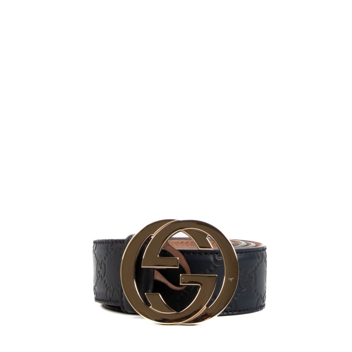 Buy an authentic Gucci Blue Leather Signature Belt on LabelLov.com