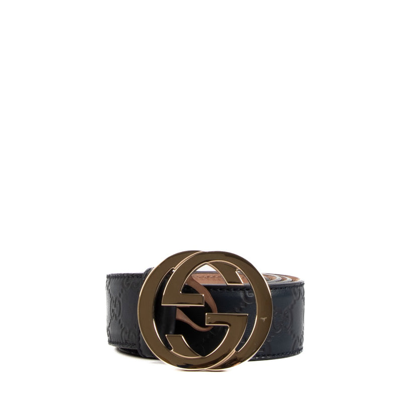 Buy an authentic Gucci Blue Leather Signature Belt on LabelLov.com