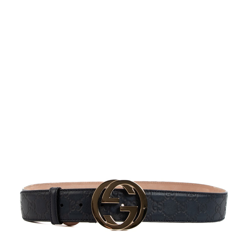 Buy an authentic Gucci Blue Leather Signature Belt on LabelLov.com