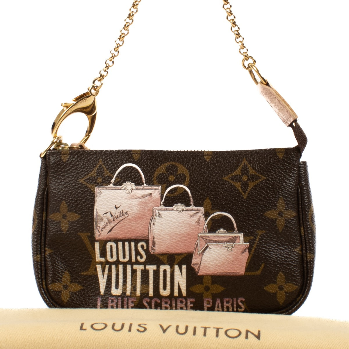 Shop safe online at Labellov in Antwerp, Brussels and Knokke this 100% authentic second hand Louis Vuitton Limited Edition 1 Rue Scribe Mini Pochette Accessoires.