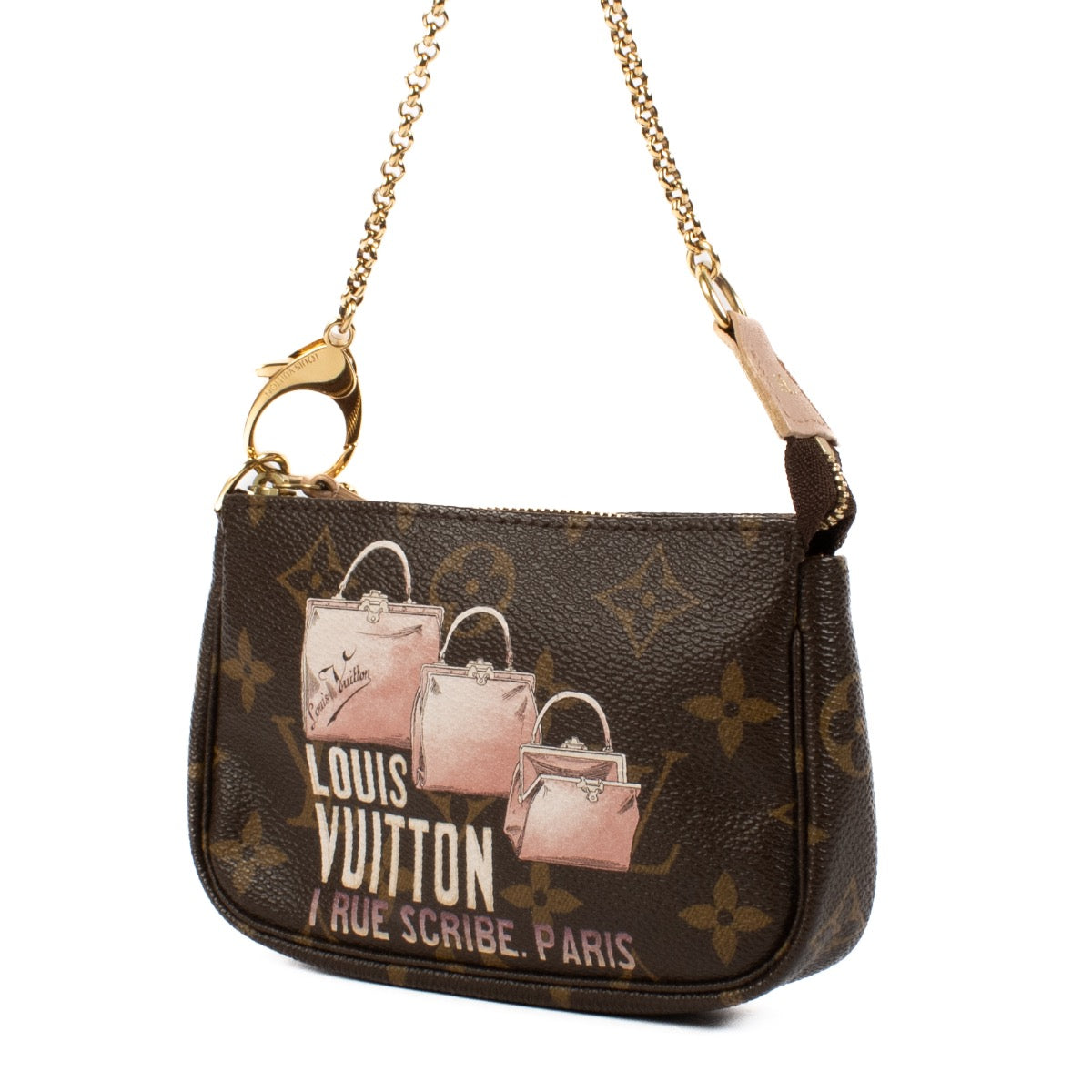 Shop safe online at Labellov in Antwerp, Brussels and Knokke this 100% authentic second hand Louis Vuitton Limited Edition 1 Rue Scribe Mini Pochette Accessoires.