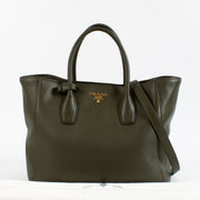 shop 100% authentic second hand Prada Green Kaki Vitello Daino Tote Bag on Labellov.com