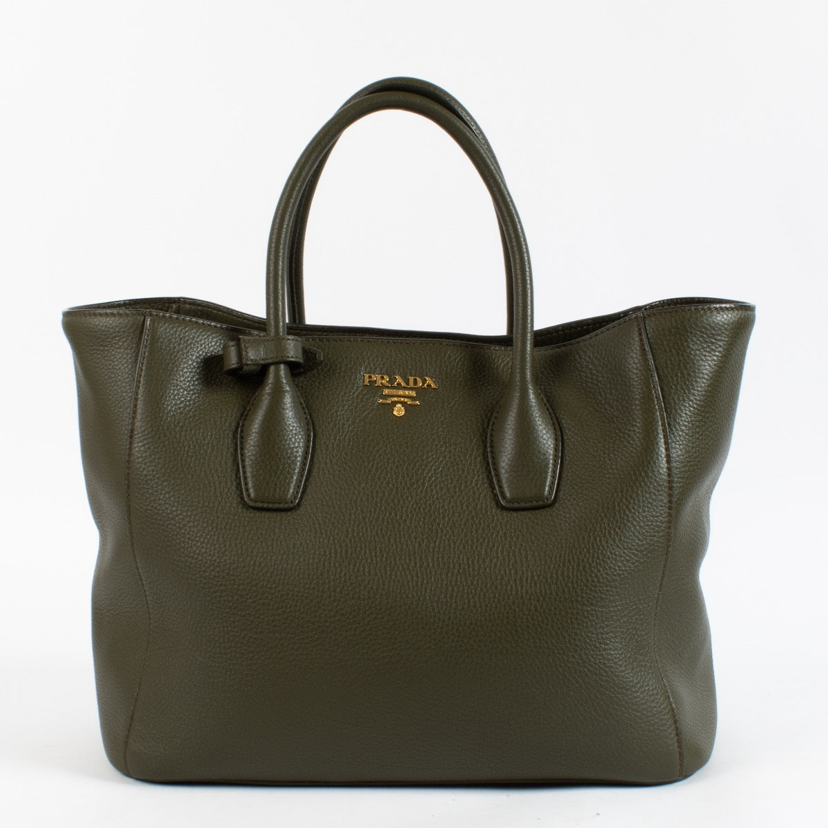shop 100% authentic second hand Prada Green Kaki Vitello Daino Tote Bag on Labellov.com