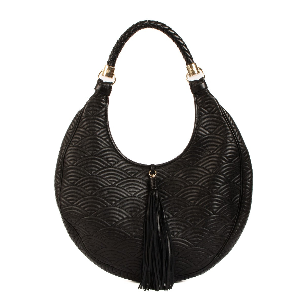 Shop safe online at Labellov in Antwerp this 100% authentic second hand Saint Laurent Vintage Black Quilted Leather Tassel Hobo Bag