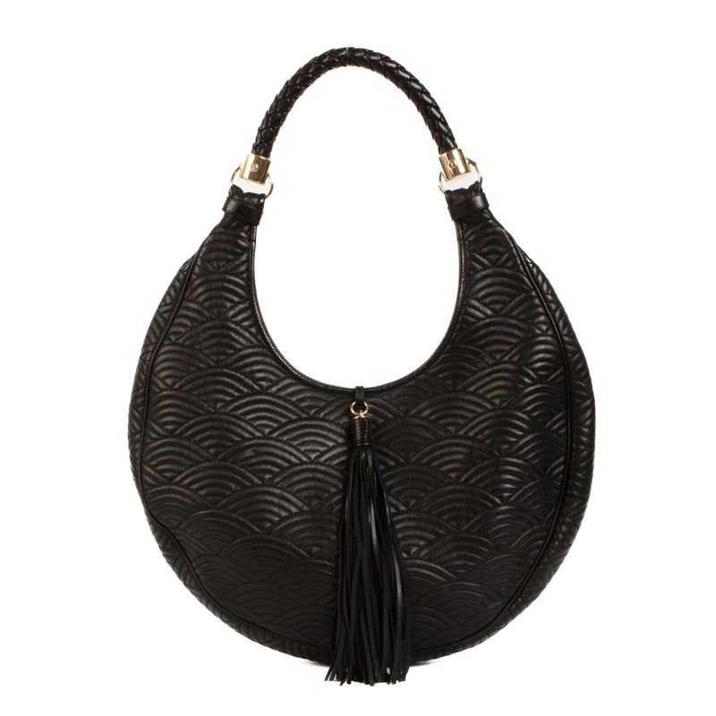 Shop safe online at Labellov in Antwerp this 100% authentic second hand Saint Laurent Vintage Black Quilted Leather Tassel Hobo Bag