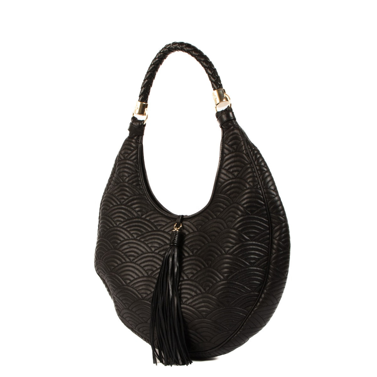Shop safe online at Labellov in Antwerp this 100% authentic second hand Saint Laurent Vintage Black Quilted Leather Tassel Hobo Bag