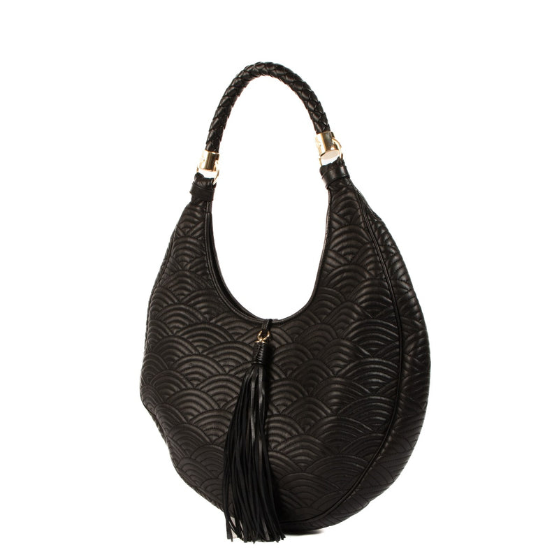 Shop safe online at Labellov in Antwerp this 100% authentic second hand Saint Laurent Vintage Black Quilted Leather Tassel Hobo Bag