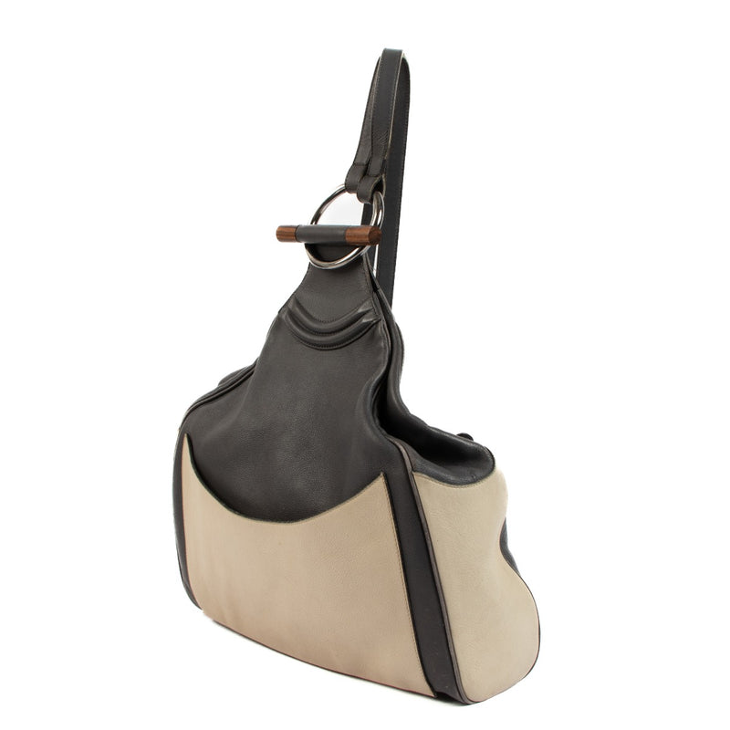Delvaux Bicolor Leather Wood Ring Backpack