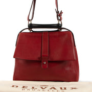 Delvaux Enigme Red Vintage Metal Top Handle Handbag