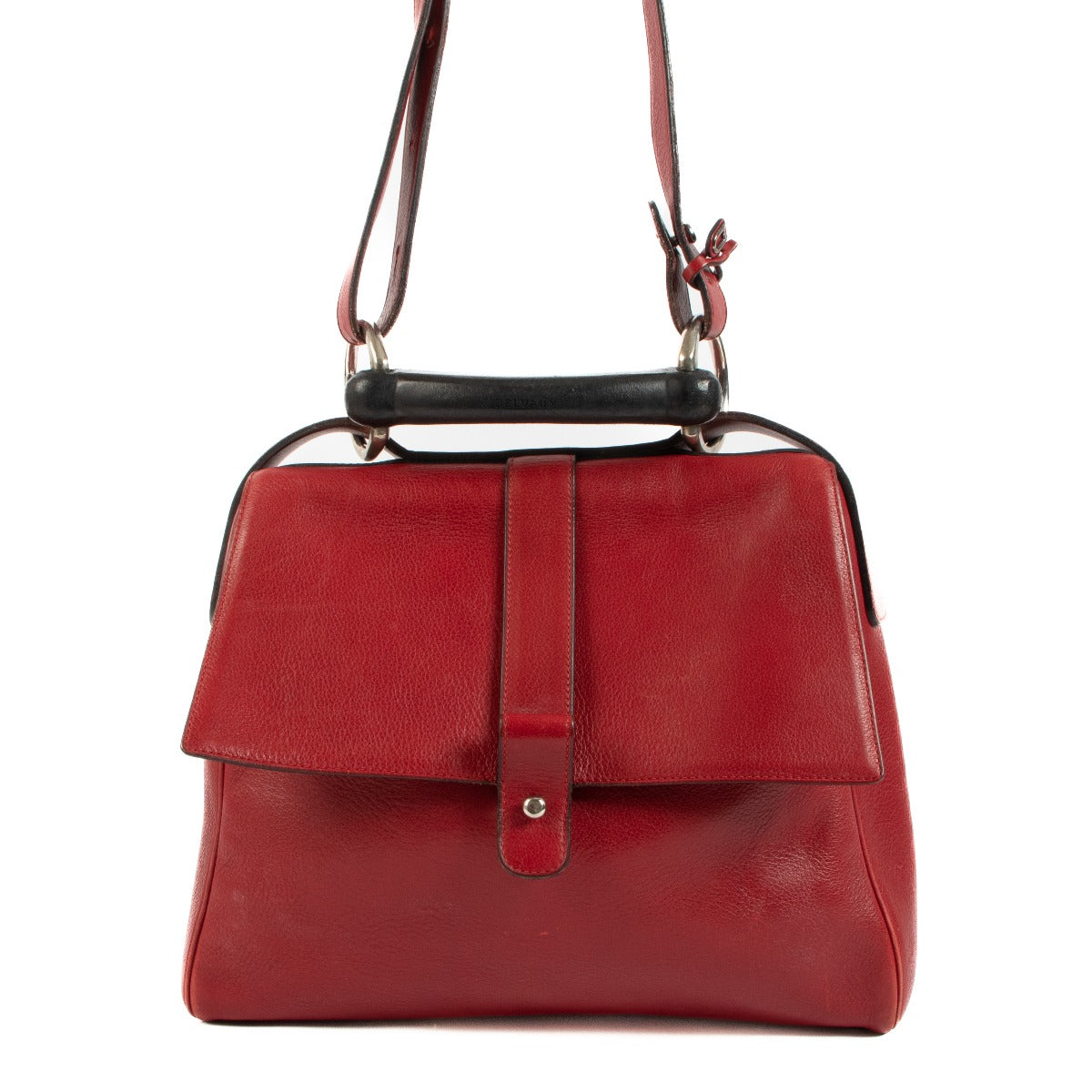 Delvaux Enigme Red Vintage Metal Top Handle Handbag