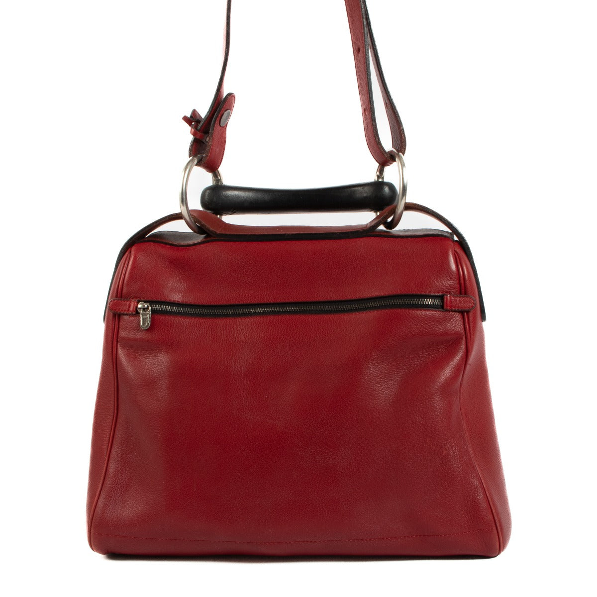 Delvaux Enigme Red Vintage Metal Top Handle Handbag