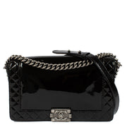 Authentic second hand Chanel Black Patent Large Boy Crossbody Bag on Labellov.com