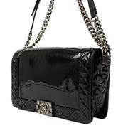 Authentic second hand Chanel Black Patent Large Boy Crossbody Bag on Labellov.com