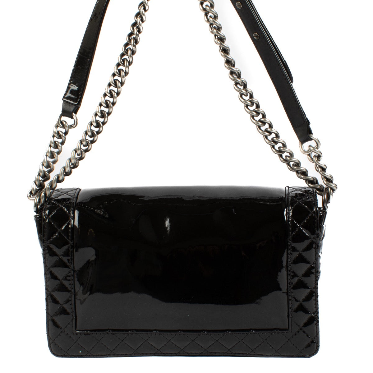 Authentic second hand Chanel Black Patent Large Boy Crossbody Bag on Labellov.com