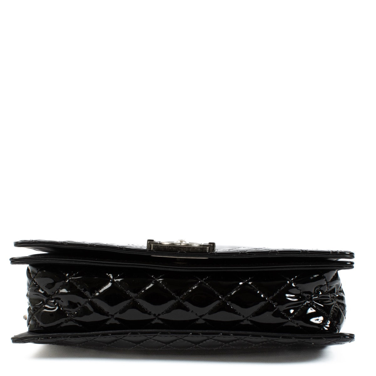 Authentic second hand Chanel Black Patent Large Boy Crossbody Bag on Labellov.com