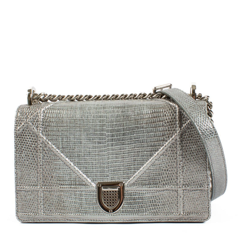 Buy authentic second hand Christian Dior Silver Patent Leather Diorama Crossbody Bag at Labellov.com