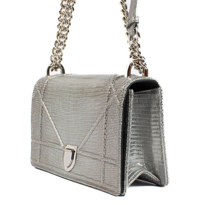 Buy authentic second hand Christian Dior Silver Patent Leather Diorama Crossbody Bag at Labellov.com