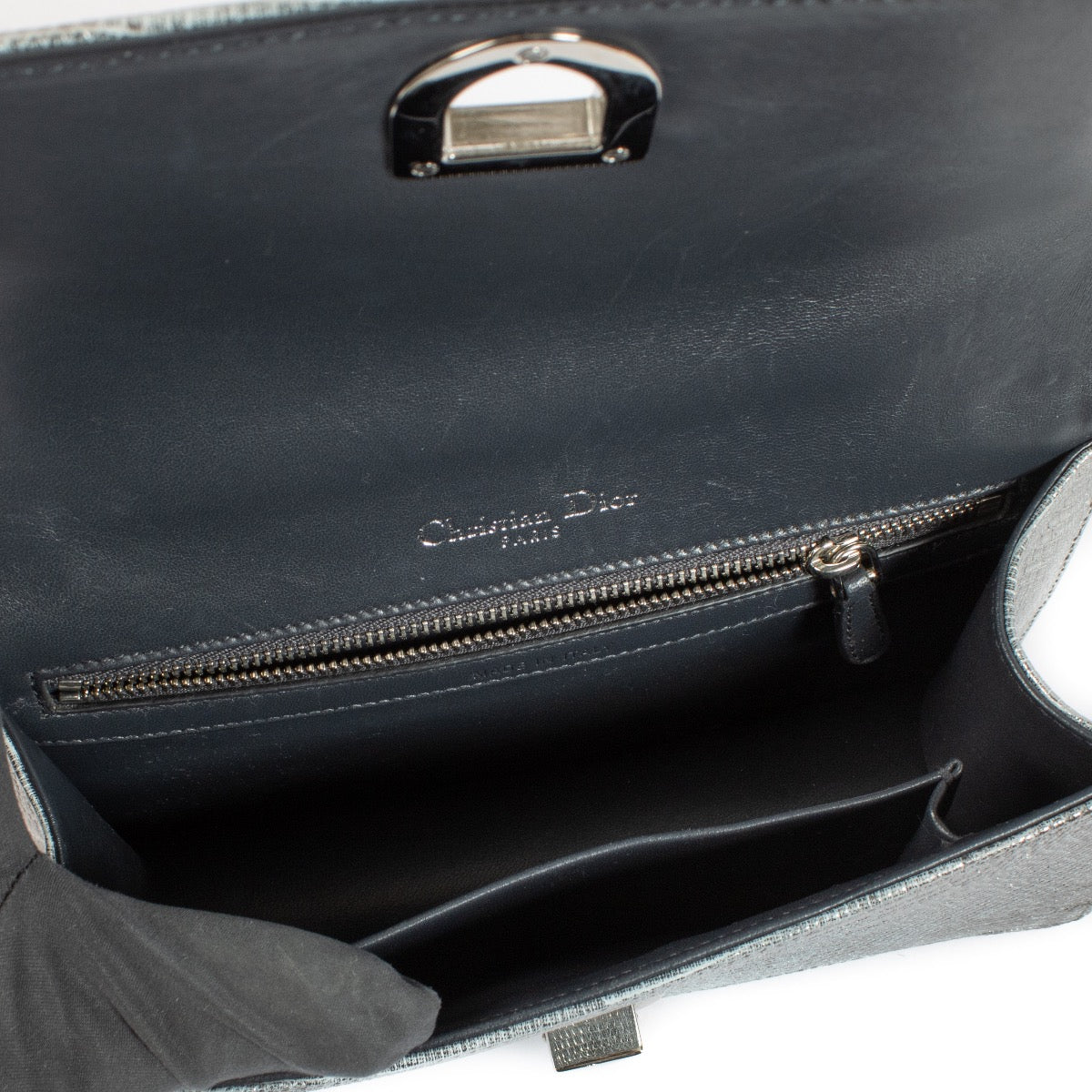 Buy authentic second hand Christian Dior Silver Patent Leather Diorama Crossbody Bag at Labellov.com