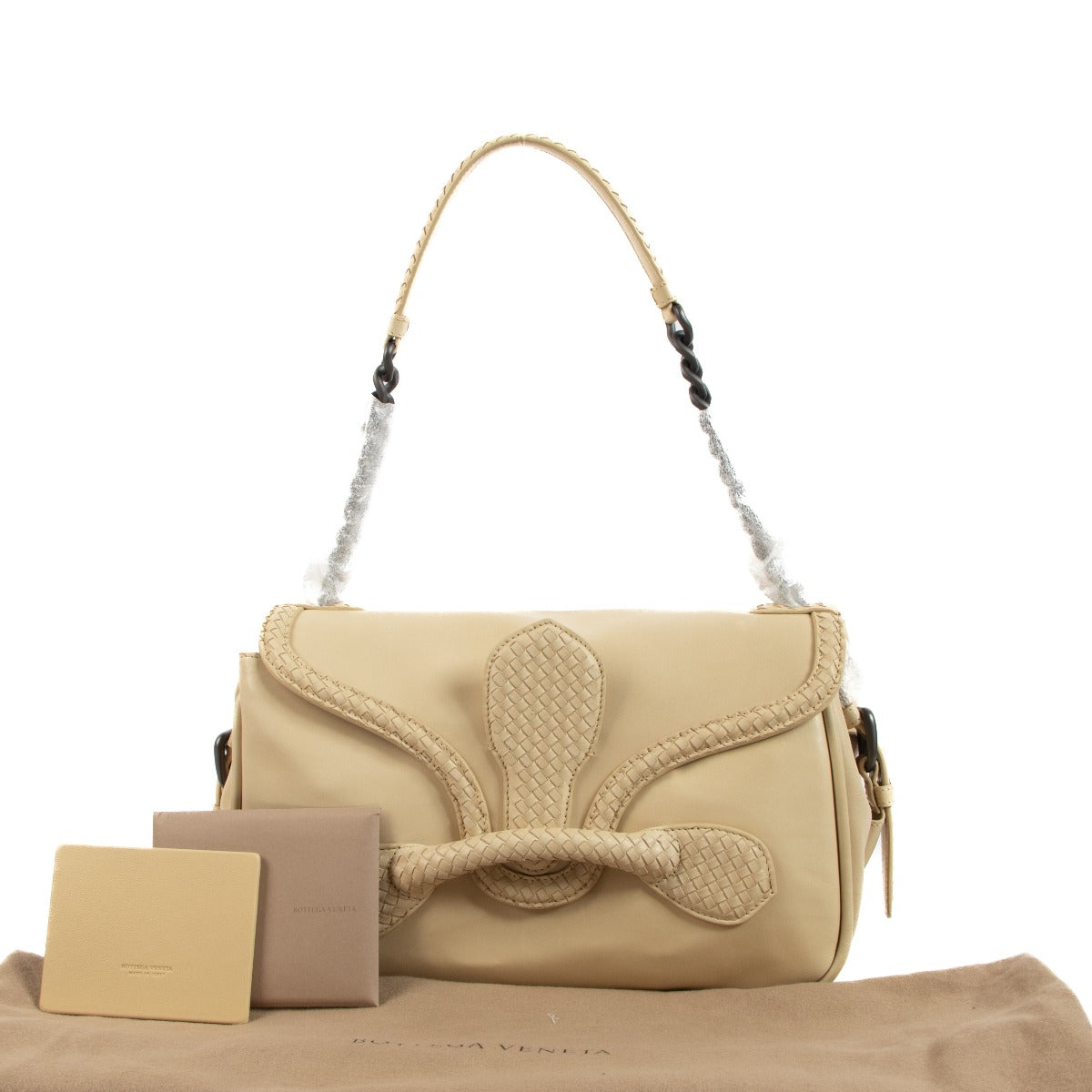 Bottega Veneta Beige Intrecciato Rialto Shoulder Bag