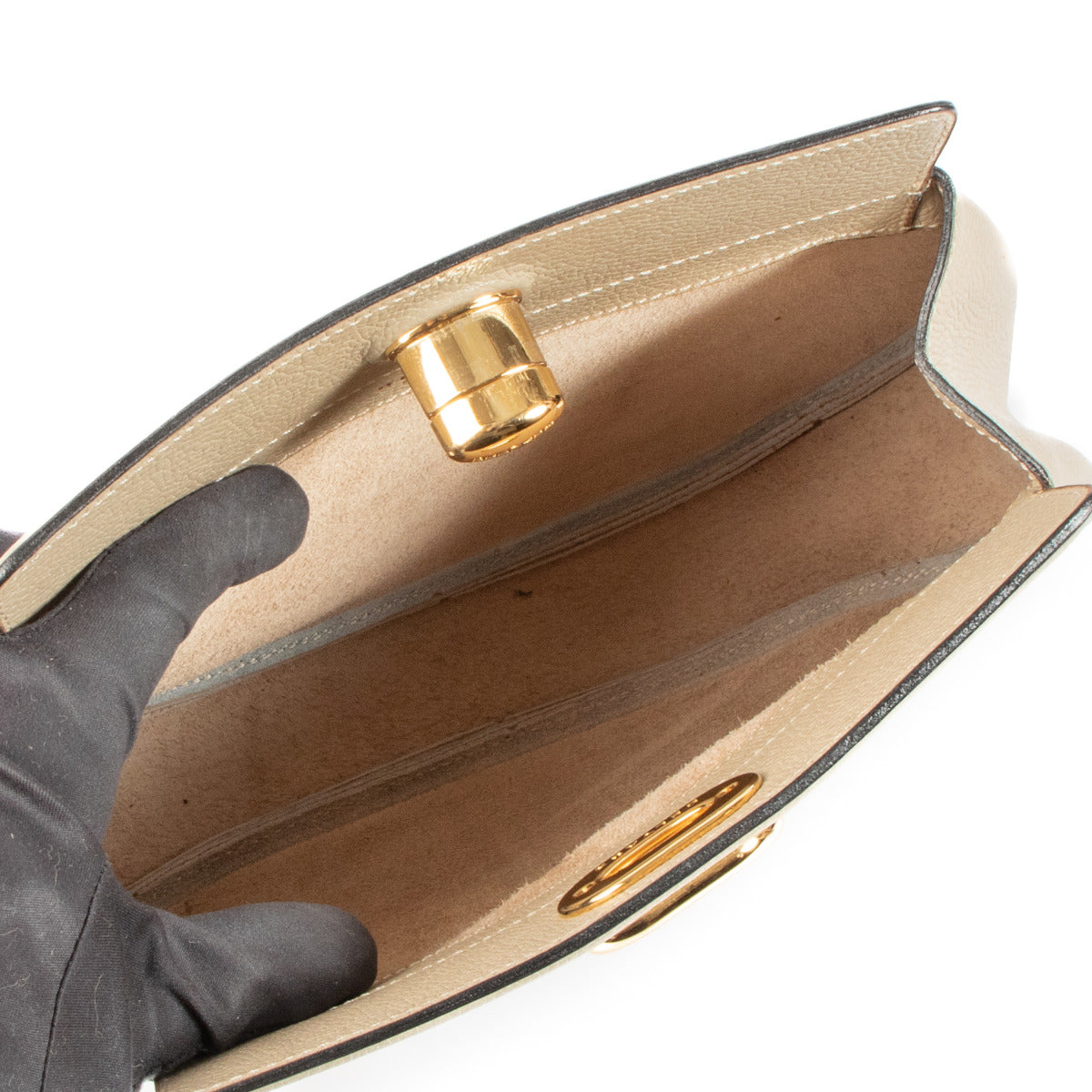 Delvaux Sand Beige Clutchtas met Draaisluiting