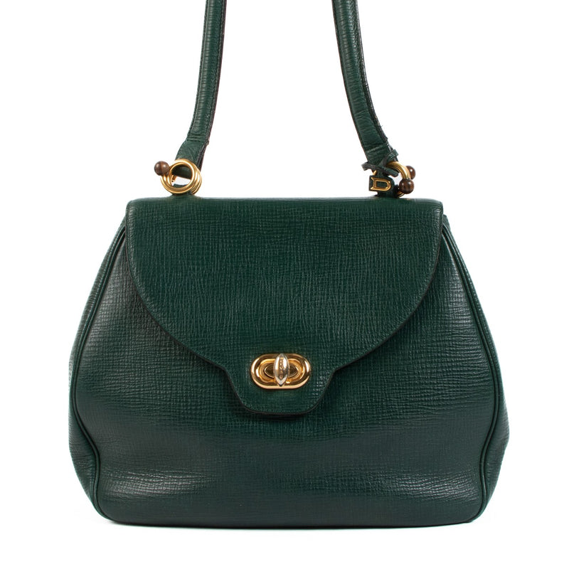 Buy an authentic Delvaux Vintage Green Leather Shoulder Bag on LabelLov.com